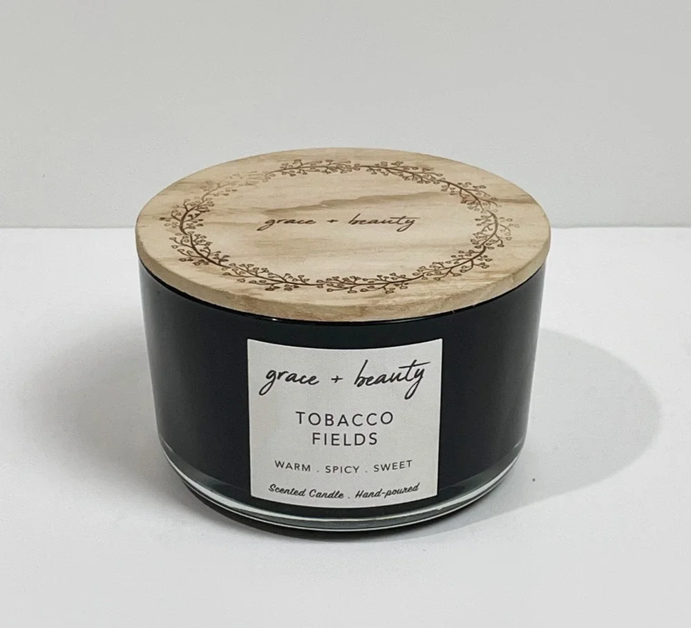 Grace + Beauty Tobacco Fields 3 Wick Candle 14.5 oz
